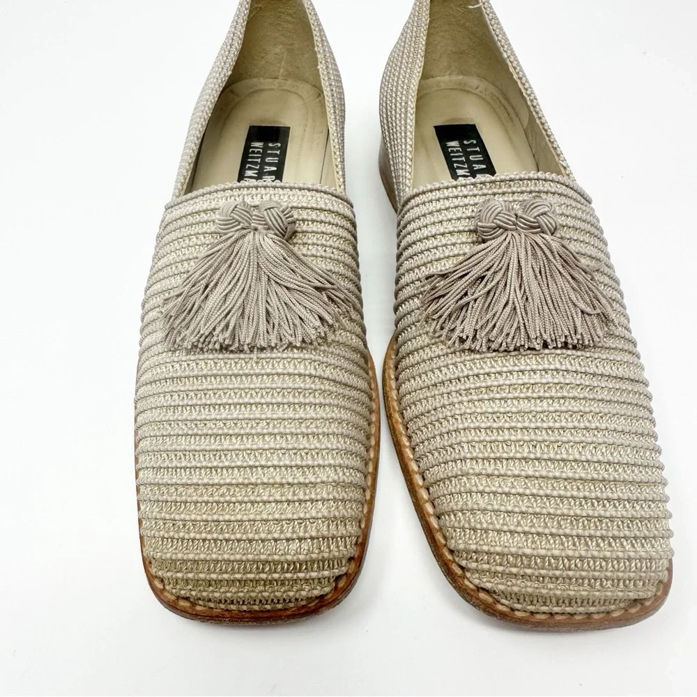 STUART WEITZMAN WOVEN STRETCH TASSEL LOAFER‎ 7N